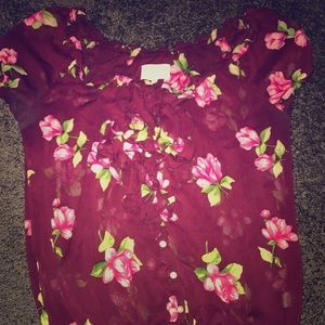 Gilly hicks maroon floral shirt